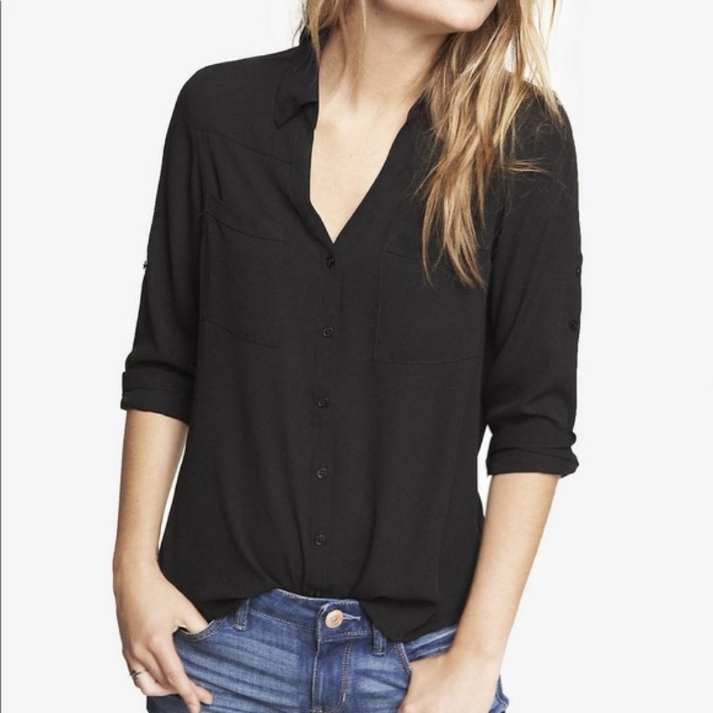 EXPRESS The Portofino Shirt in Black